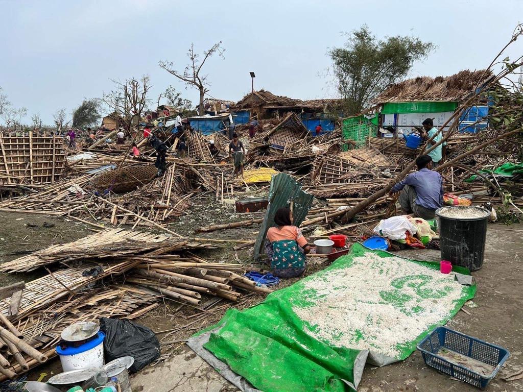 Devastation after Cyclone Mocha in Thae Chaung IDP camp.